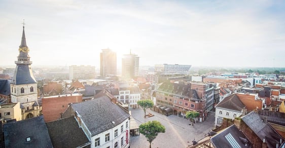 Overview picture of the city of Hasselt made with a drone